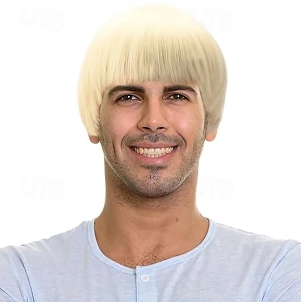 Men'S Grooming Salon - Synthetische Kurzhaar-Pilzperücke für Männer, 60er Jahre