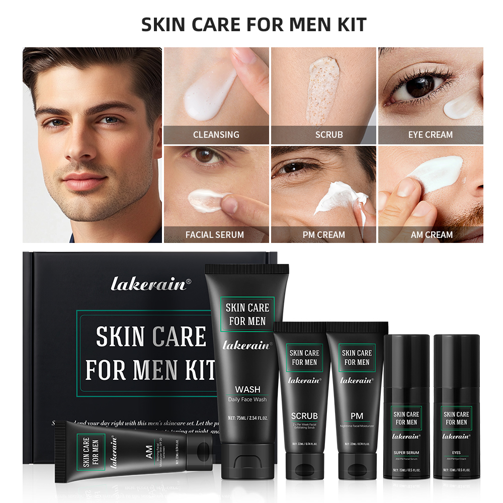 Mens Grooming Kit Gift Set - Hautpflege-Set für Männer, Tiefenreinigung, Gesichtswäsche, Ölkontrolle,