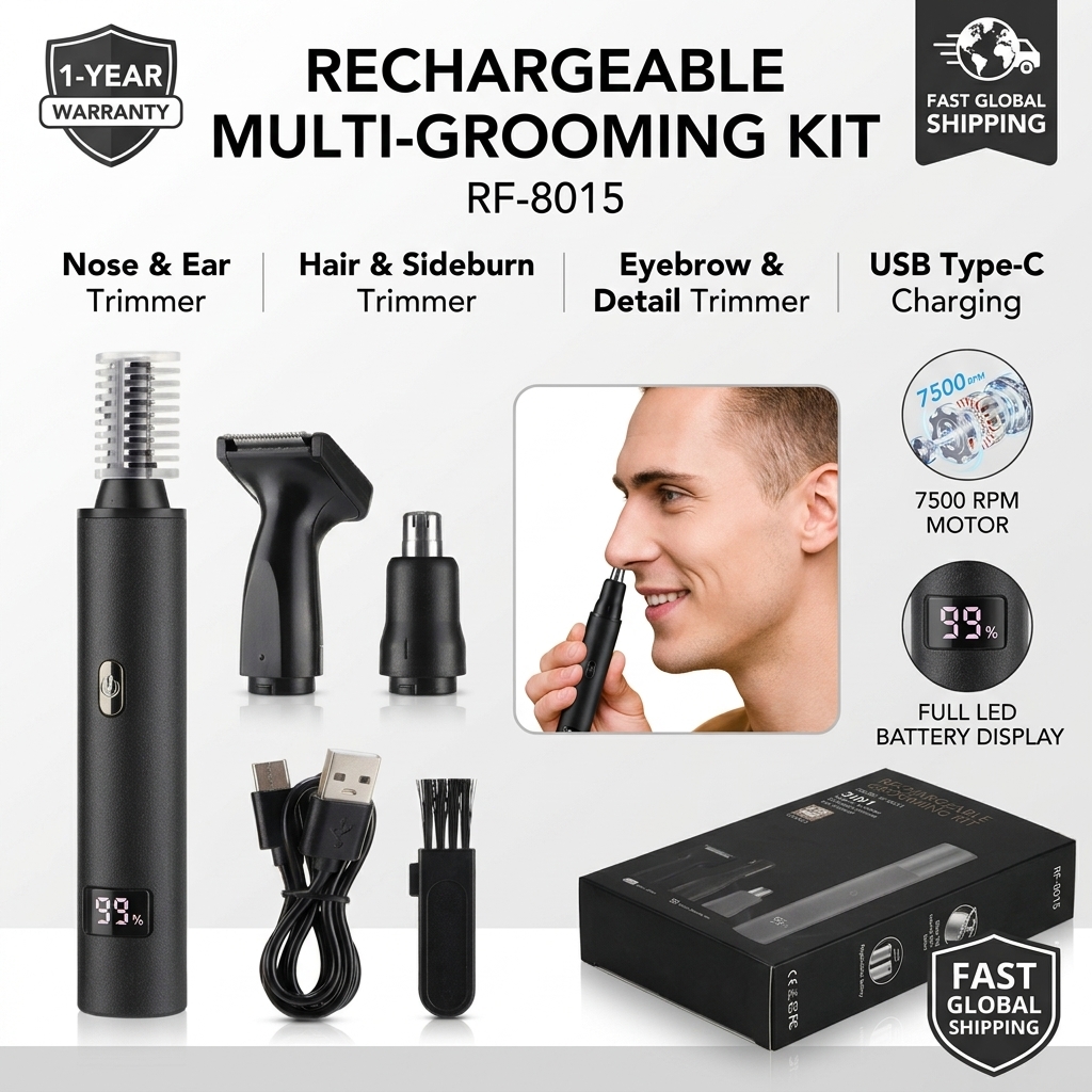Mens Grooming Box - Nasenhaartrimmer für Männer 3-in-1 Pflegeset, Edelstahl