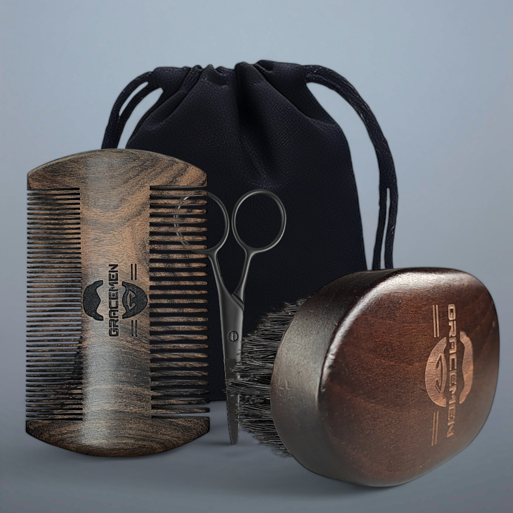 Mens Grooming Kit Gift Set - Gracemen Beard Kit – Retro-Bartbürste und