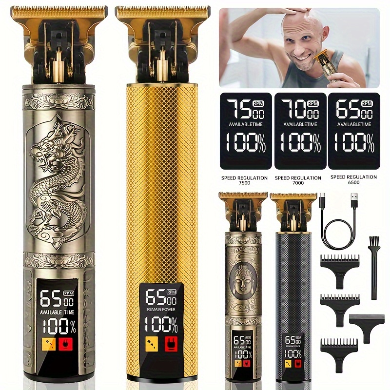 Men'S Grooming Gift Set - Professionelles Vintage-Haarschneidemaschinen- und Trimmer-Set, wiederaufladbares kabelloses