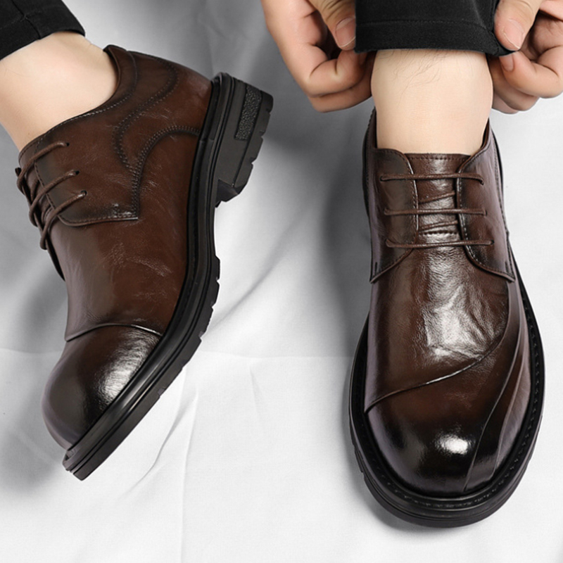 Braune, glänzende, echte Leder – Men'S Grooming Oxford Bewertung und Preis